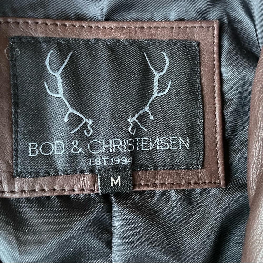 Bod & Christensen Chocolate Brown Leather Blazer size M NWT - Picture 6 of 14